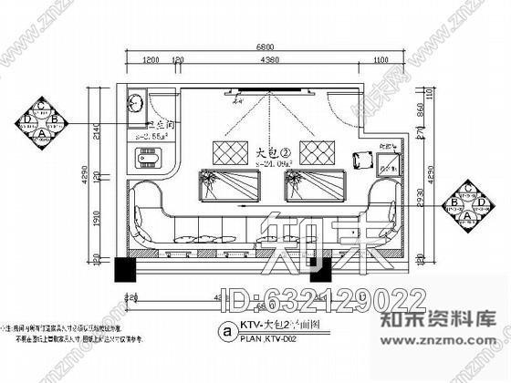 施工图豪华KTV包厢室内装修图Ⅱcad施工图下载【ID:632129022】