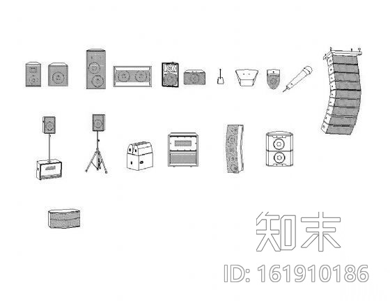 音响cad图块cad施工图下载【ID:161910186】