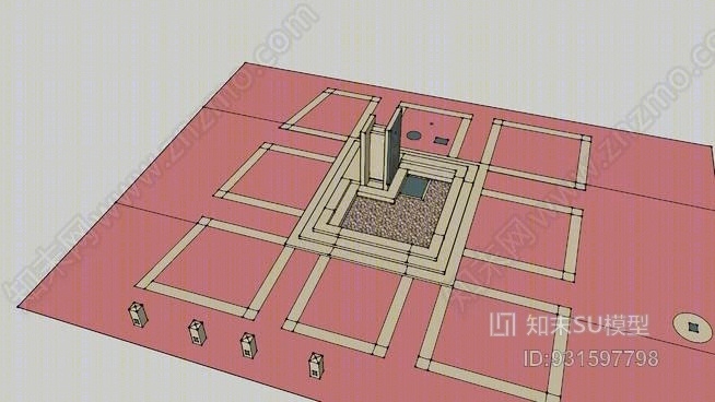 城镇水泵喷泉SU模型下载【ID:931597798】