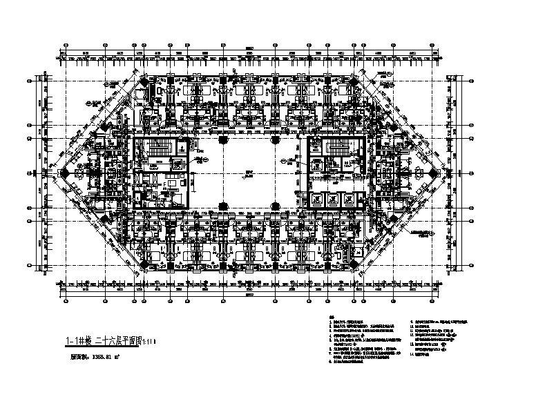 [浙江]超高层塔式商务酒店建筑施工图cad施工图下载【ID:151528171】