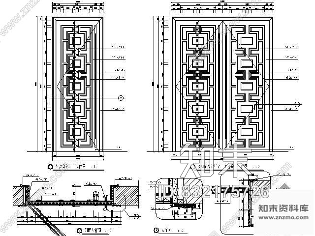 图块/节点会议厅入口地弹簧门详图cad施工图下载【ID:832175726】