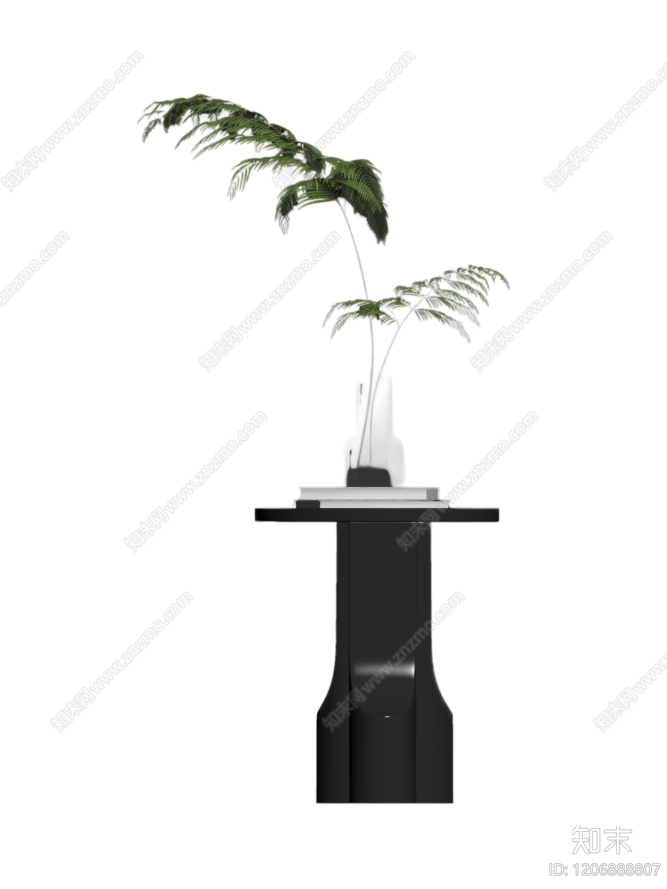 黑桌绿植装饰组合3D模型下载【ID:1206888807】