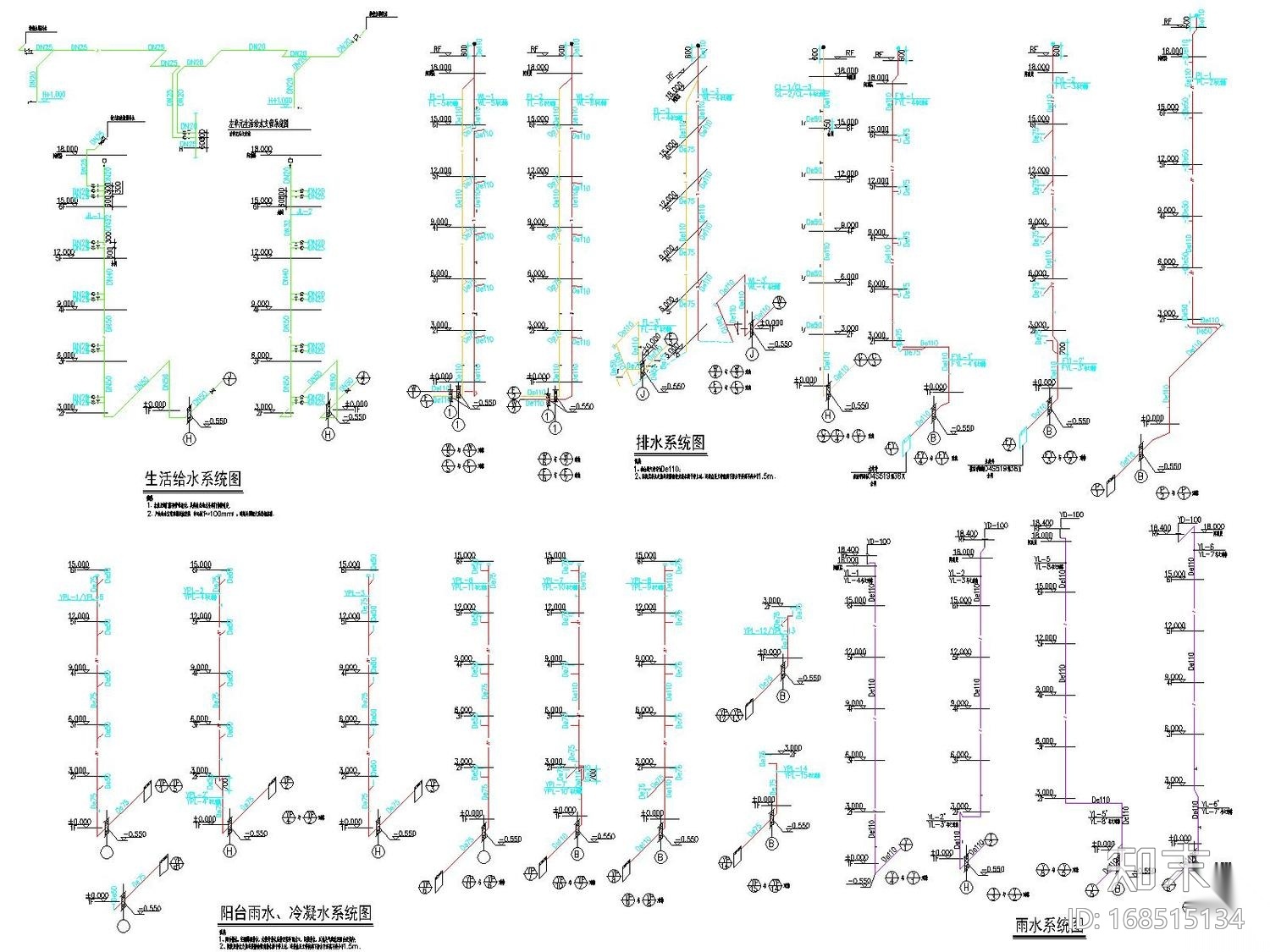 [浙江]多户型安置区太阳能系统给排水施工图100张图施工图下载【ID:168515134】