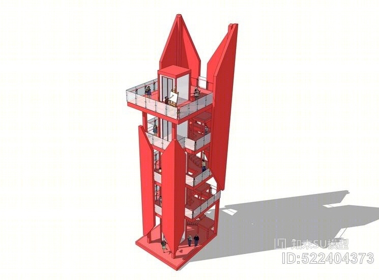 现代景观塔SU模型下载【ID:522404373】