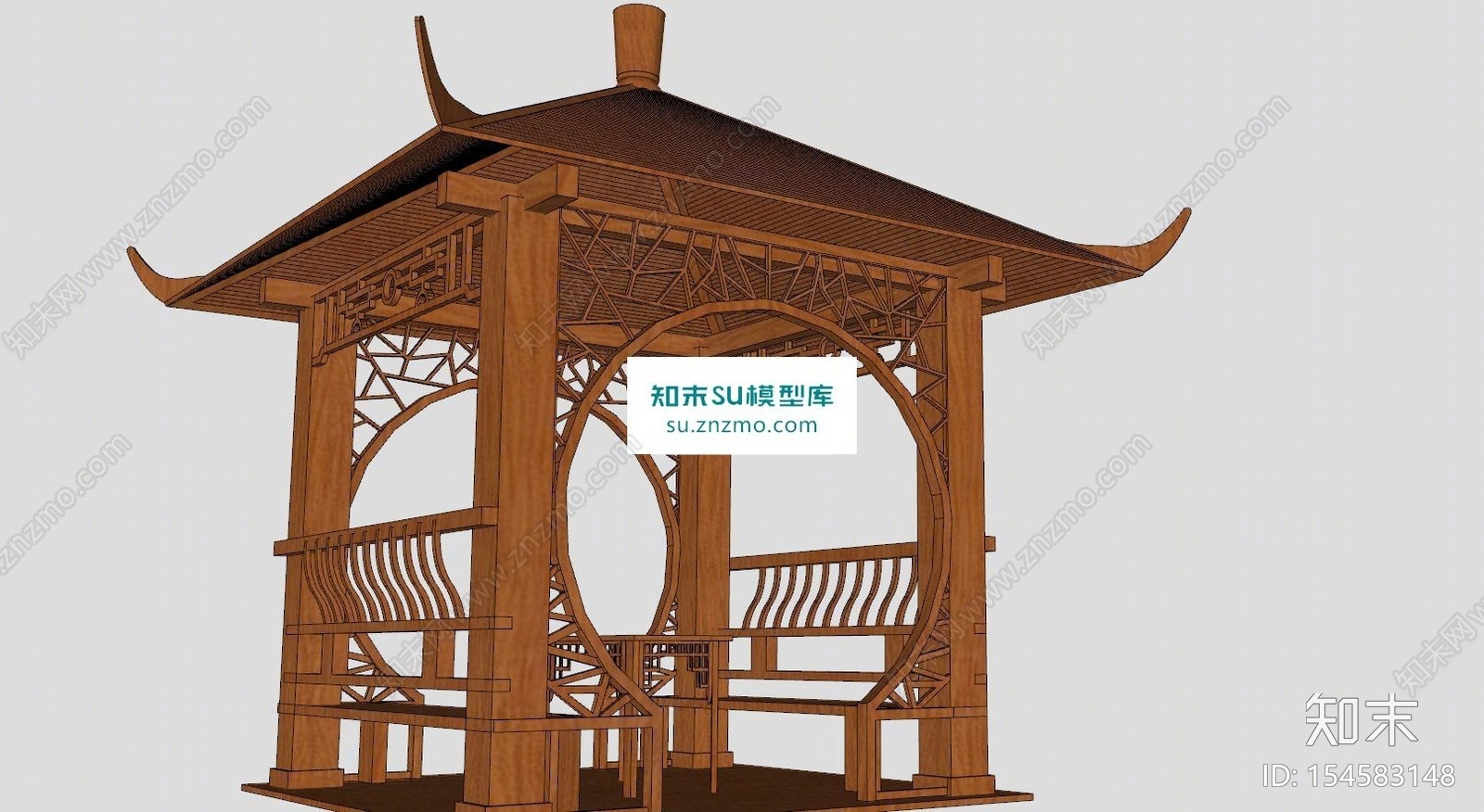 亭子仿古四角凉亭SU模型下载【ID:154583148】