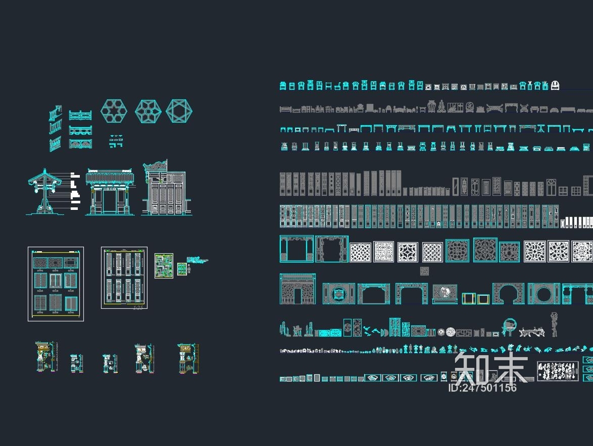 中式CAD构件cad施工图下载【ID:247501156】