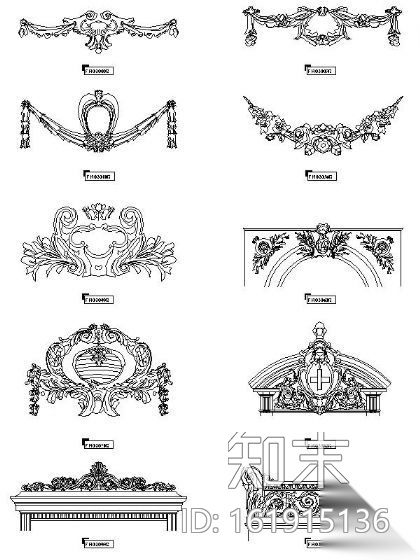 西式构件图块cad施工图下载【ID:161915136】