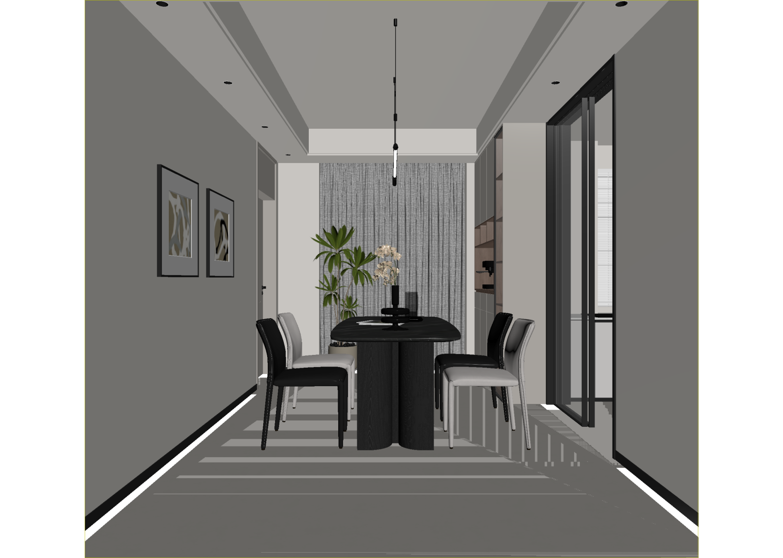 现代家居餐厅3D模型下载【ID:1214708674】