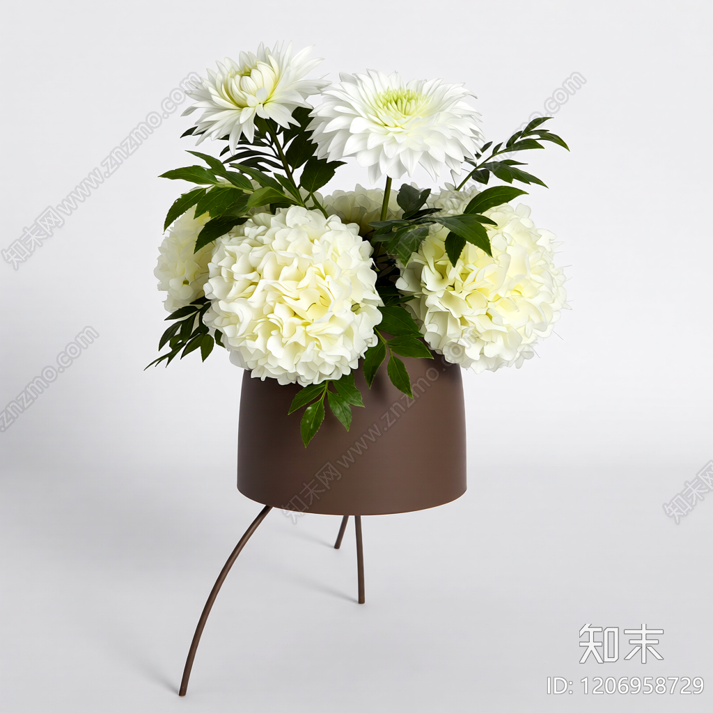 花盆花卉组合装饰3D模型下载【ID:1206958729】