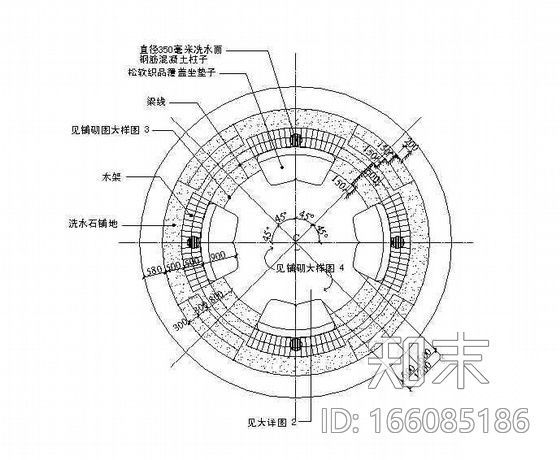 公园小品大草亭建筑施工图cad施工图下载【ID:166085186】