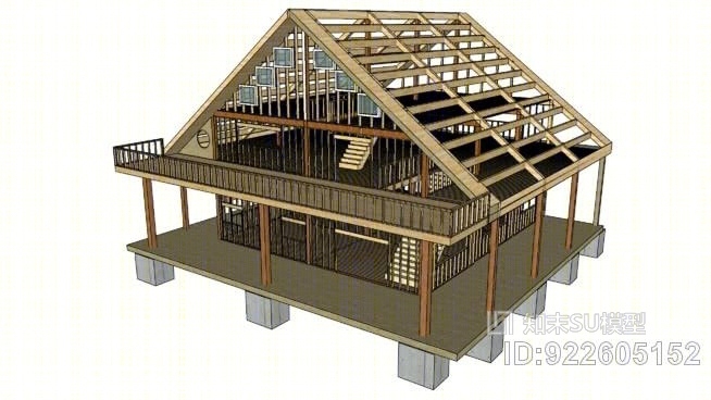 3层木屋SU模型下载【ID:922605152】