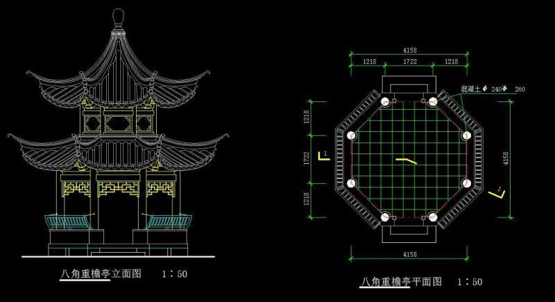 中式传统塔楼建筑CAD图cad施工图下载【ID:149626158】