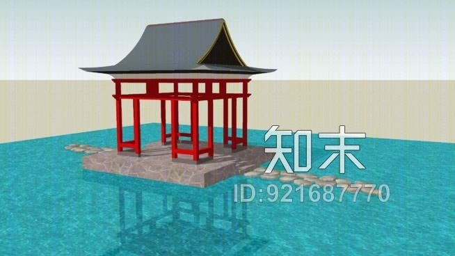 日本花园的房子在湖SU模型下载【ID:921687770】