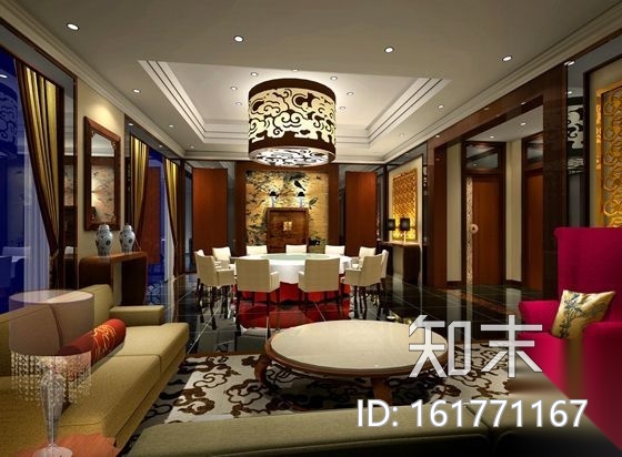 [温州]五星豪华酒店中餐厅施工图（含效果）施工图下载【ID:161771167】