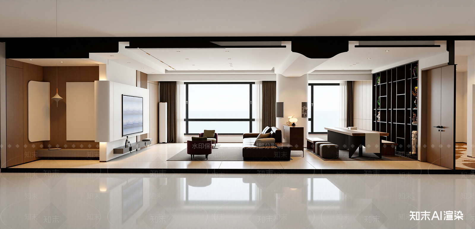 现代家居客厅SU模型下载【ID:1215989038】