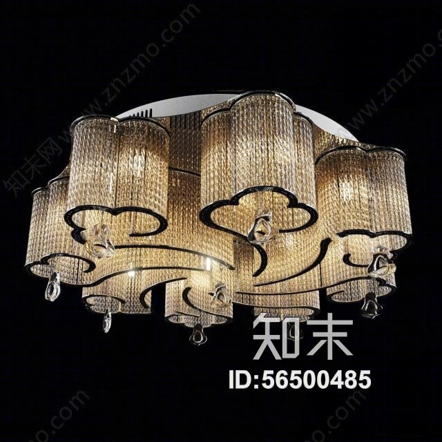现代祥云造型水晶吊灯3D模型下载【ID:56500485】