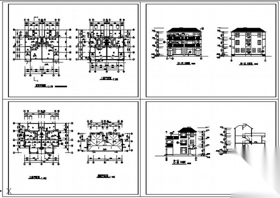 某三层F型别墅建筑方案图cad施工图下载【ID:149917143】