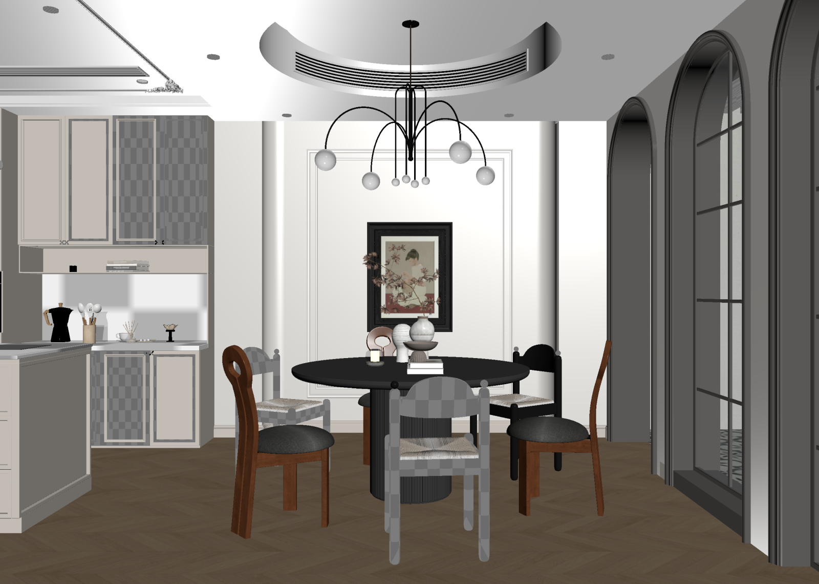 法式家居餐厅3D模型下载【ID:1215089375】