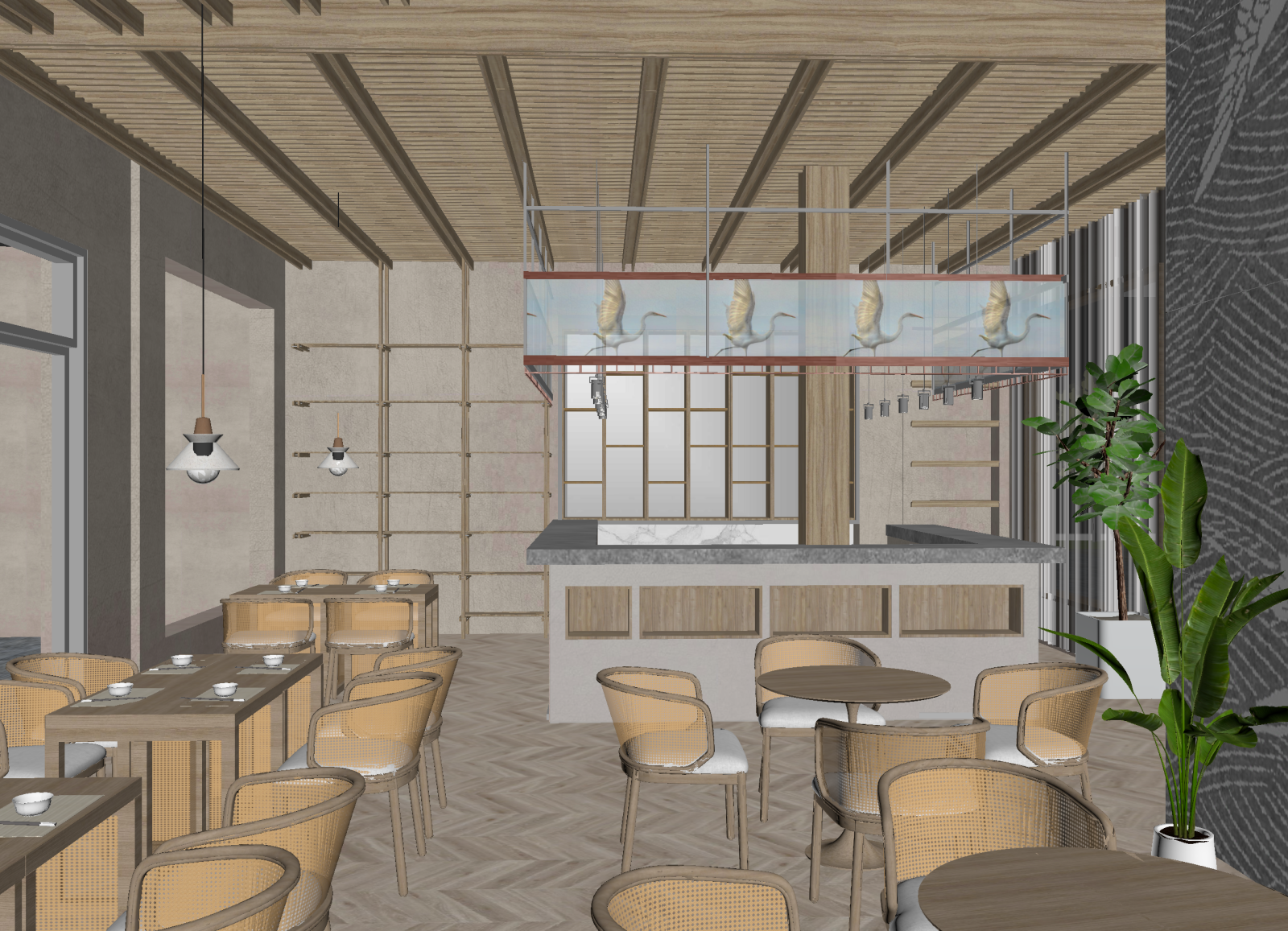新中式咖啡厅3D模型下载【ID:1214554624】
