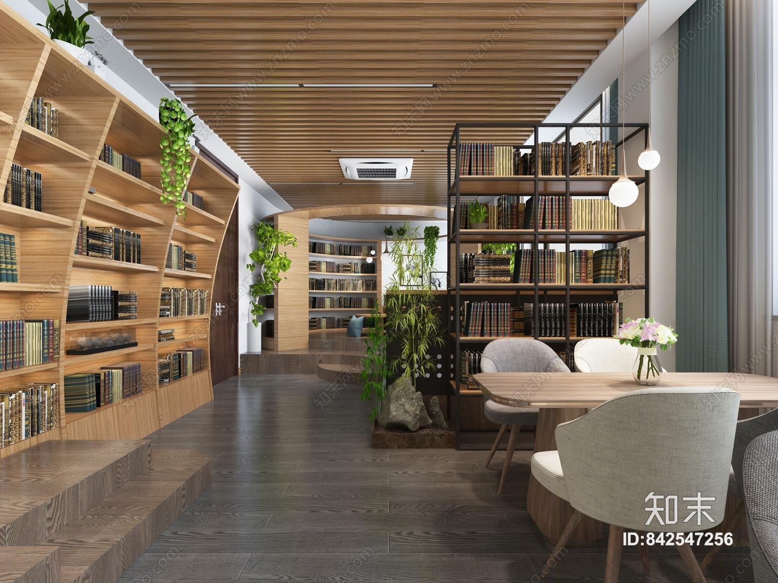 现代图书馆3D模型下载【ID:842547256】