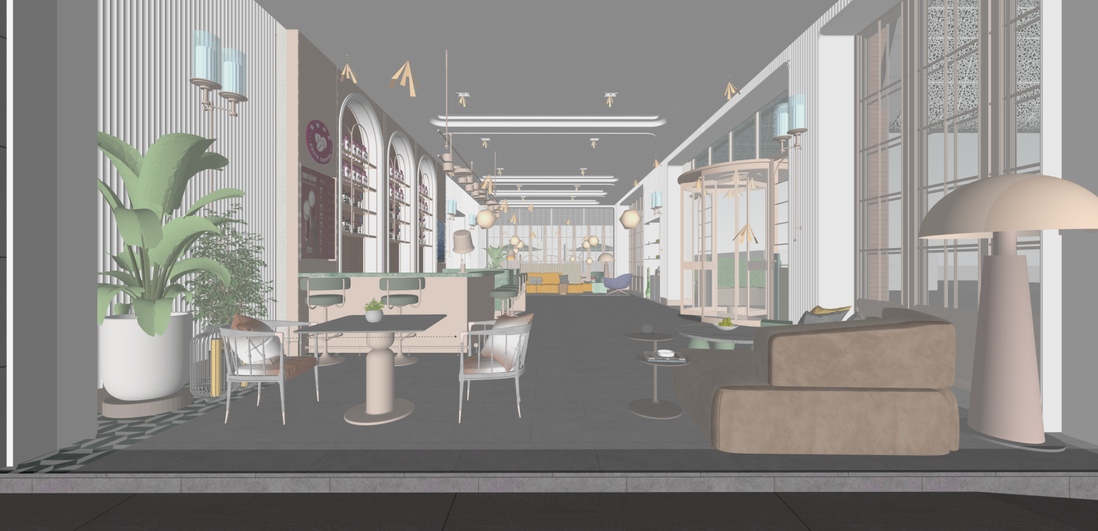 法式酒店大堂SU模型下载【ID:1216021470】