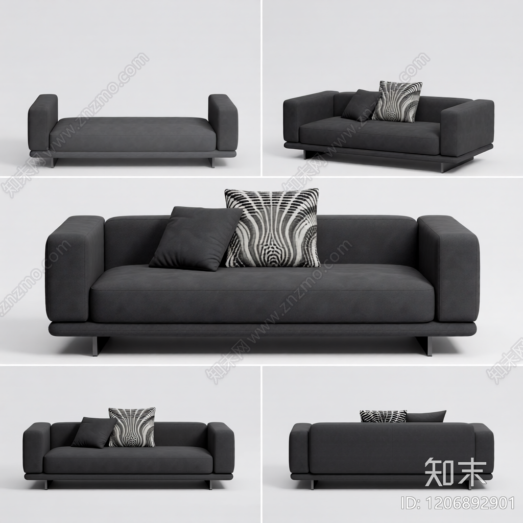 黑色现代沙发3D模型下载【ID:1206892901】