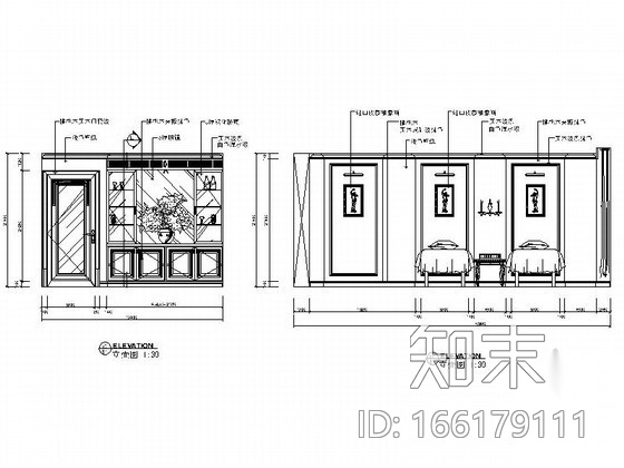 某洗浴中心按摩房设计装修图cad施工图下载【ID:166179111】