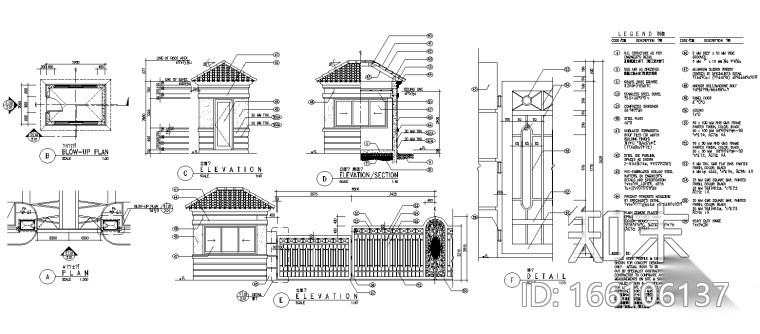 46套景观大门入口CAD施工图施工图下载【ID:166106137】