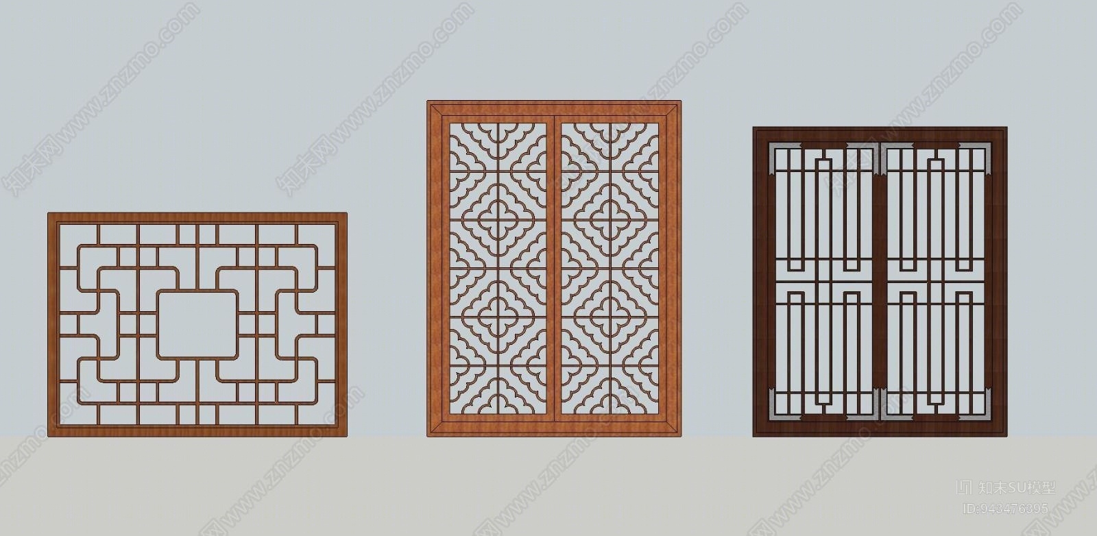 中式窗户SU模型下载【ID:943476395】