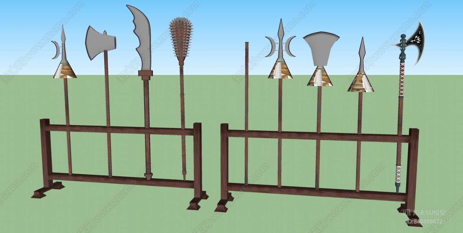 中式风格刀剑SU模型下载【ID:848809872】