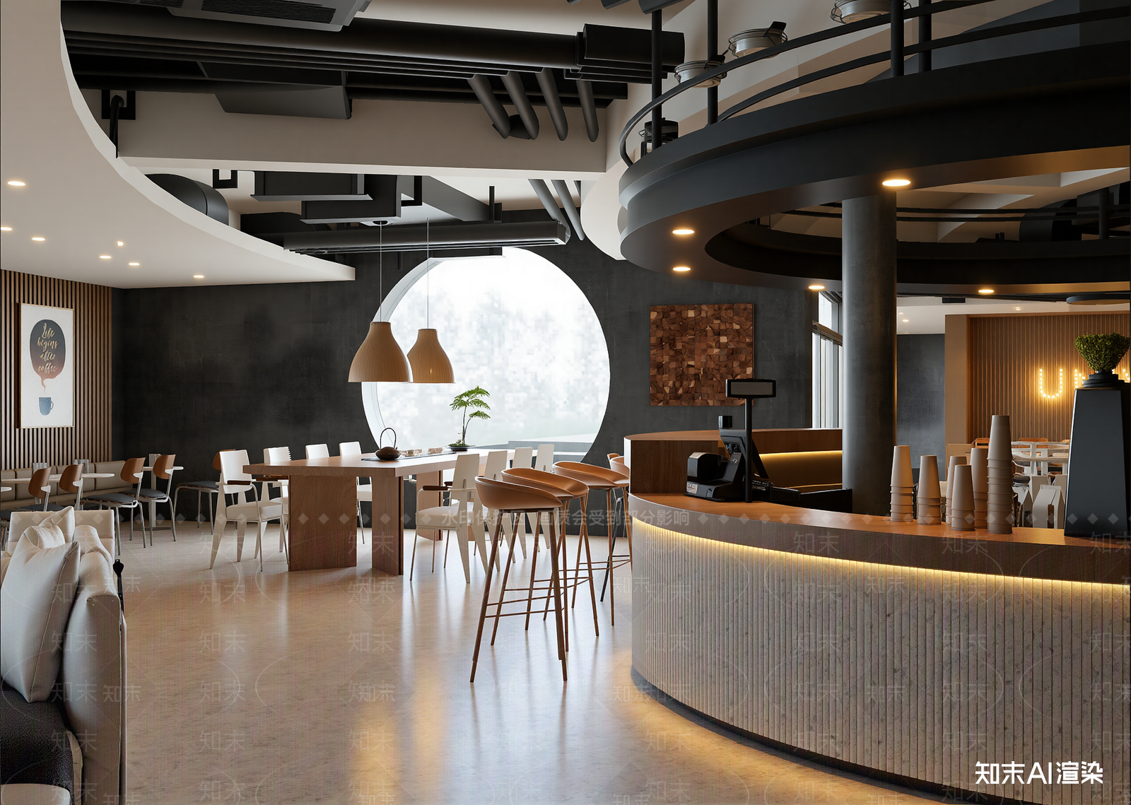 工业风咖啡厅3D模型下载【ID:1214452086】