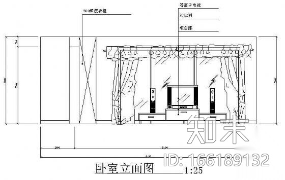卧室立面图3cad施工图下载【ID:166189132】