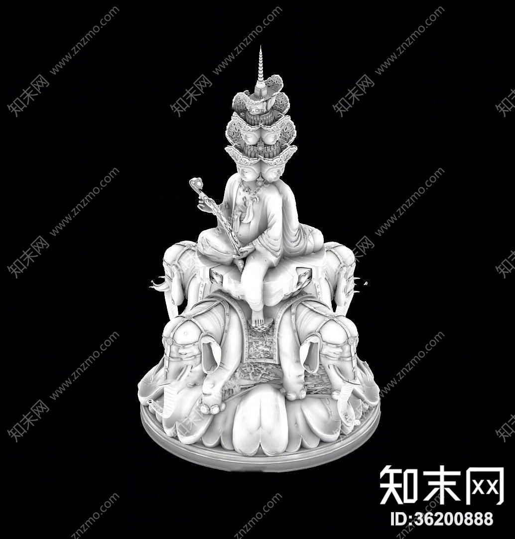 东南亚风格佛像雕塑3D模型下载【ID:36200888】