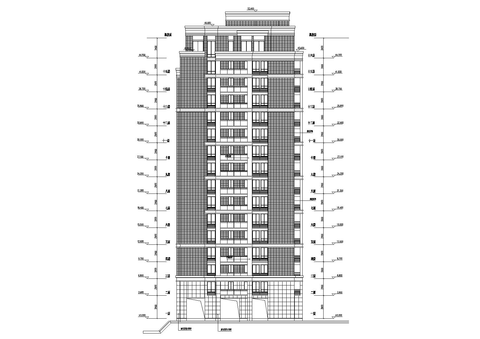 高层一梯两户紫桂苑4号住宅楼建筑施工图cad施工图下载【ID:165158174】