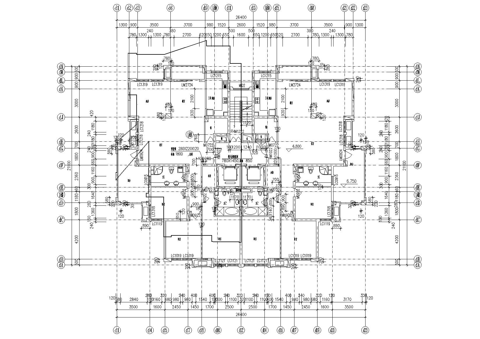 高层一梯两户紫桂苑4号住宅楼建筑施工图cad施工图下载【ID:165158174】