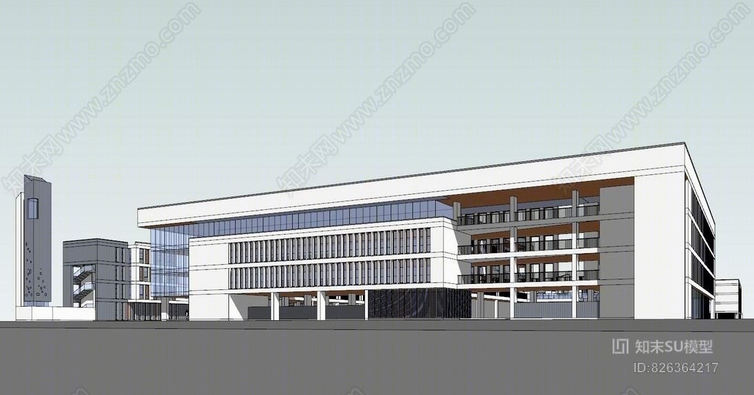 新中式中小学设计SU模型下载【ID:826364217】