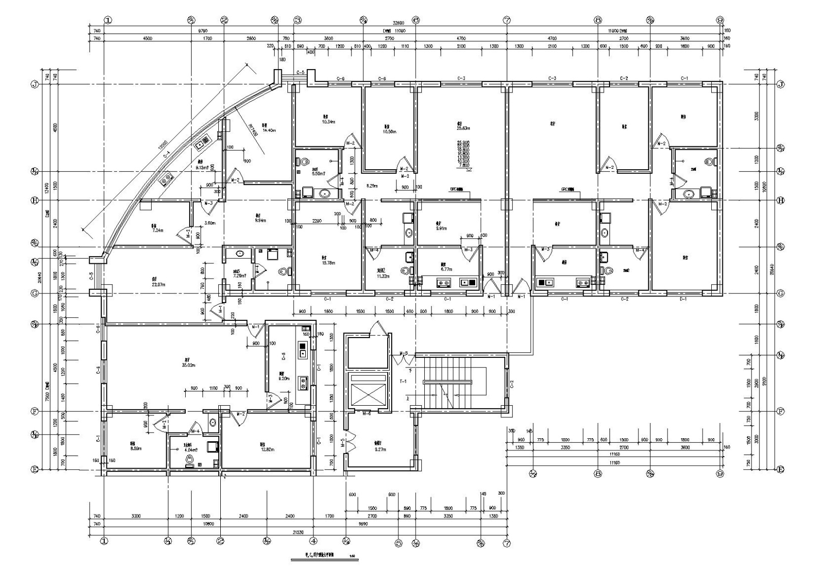 L型多层底商住宅楼建筑施工图cad施工图下载【ID:160718184】