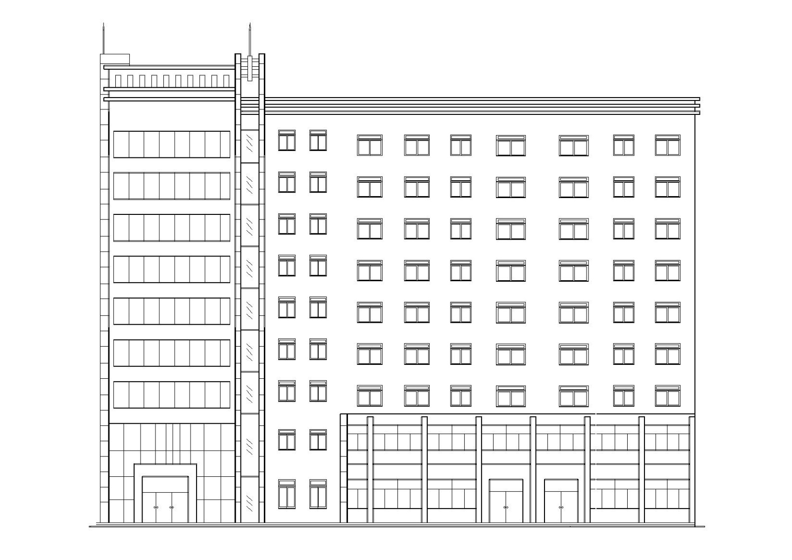 L型多层底商住宅楼建筑施工图cad施工图下载【ID:160718184】