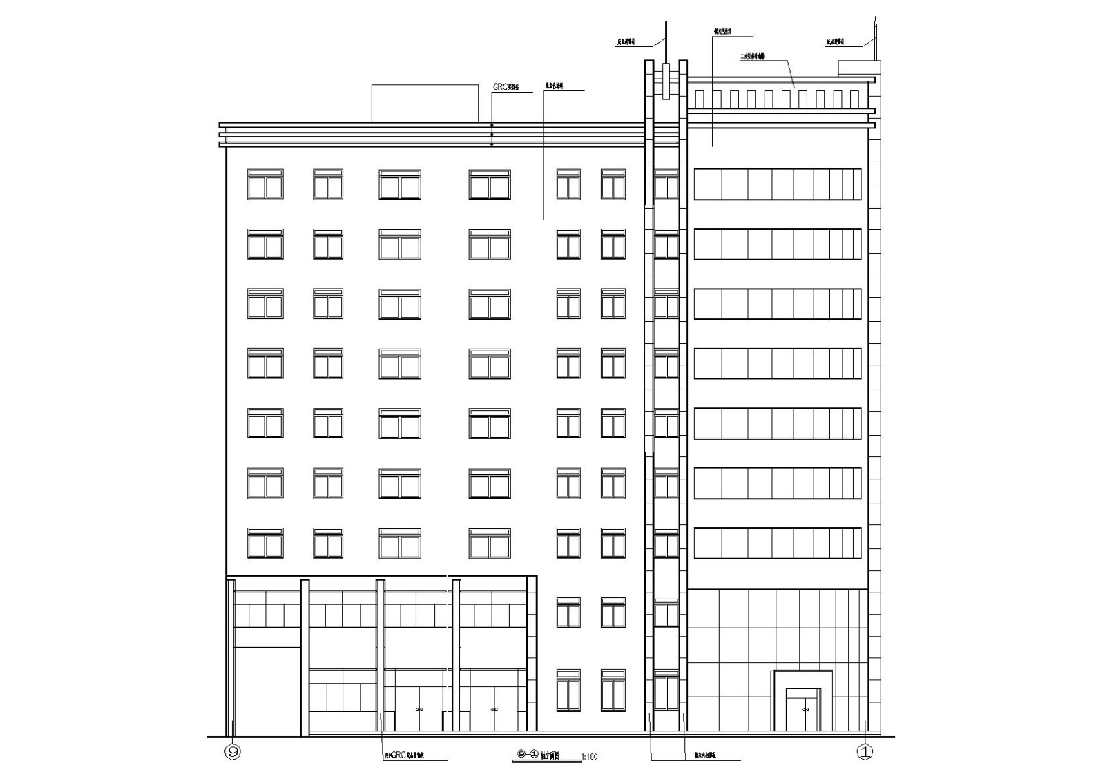 L型多层底商住宅楼建筑施工图cad施工图下载【ID:160718184】