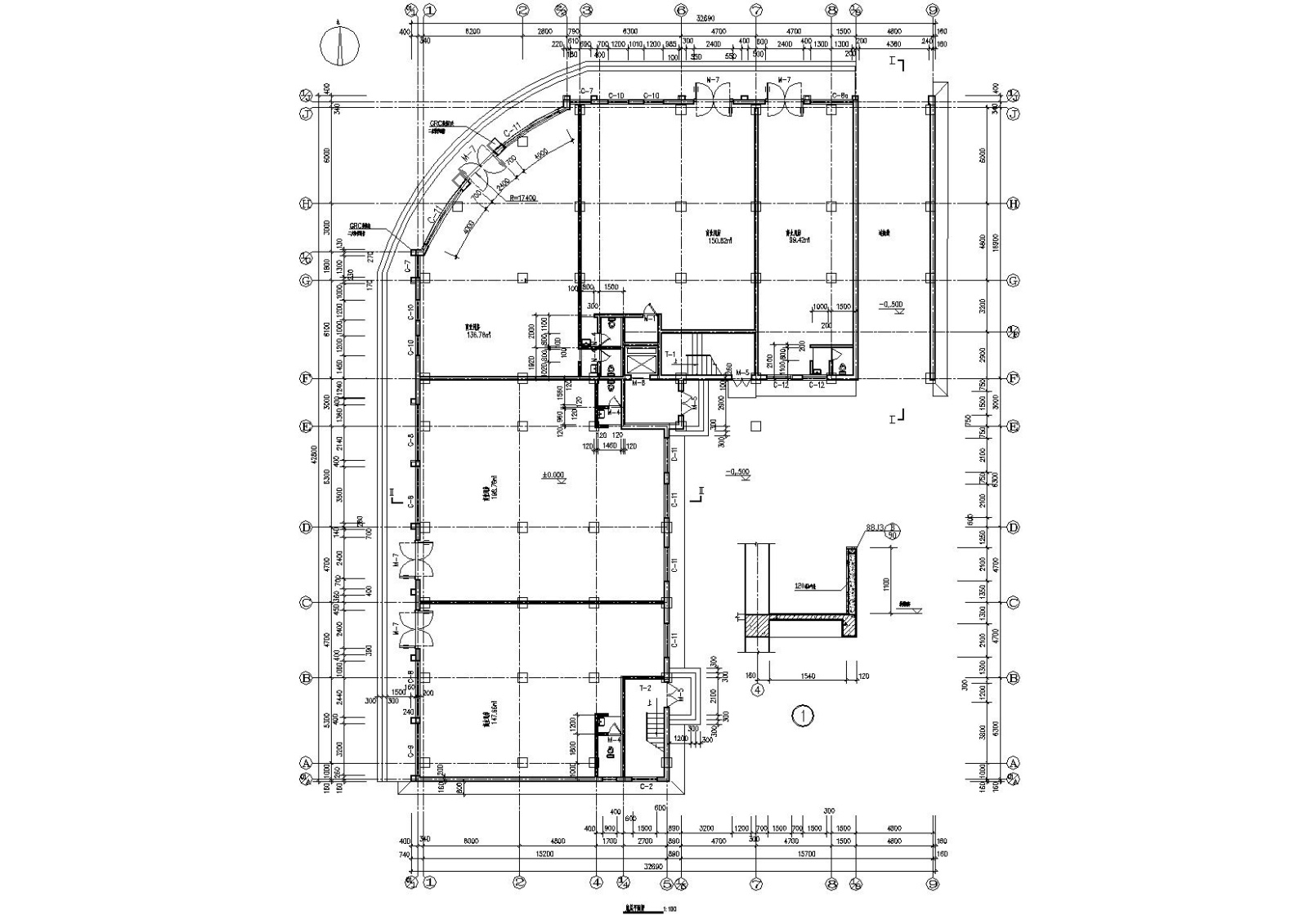 L型多层底商住宅楼建筑施工图cad施工图下载【ID:160718184】