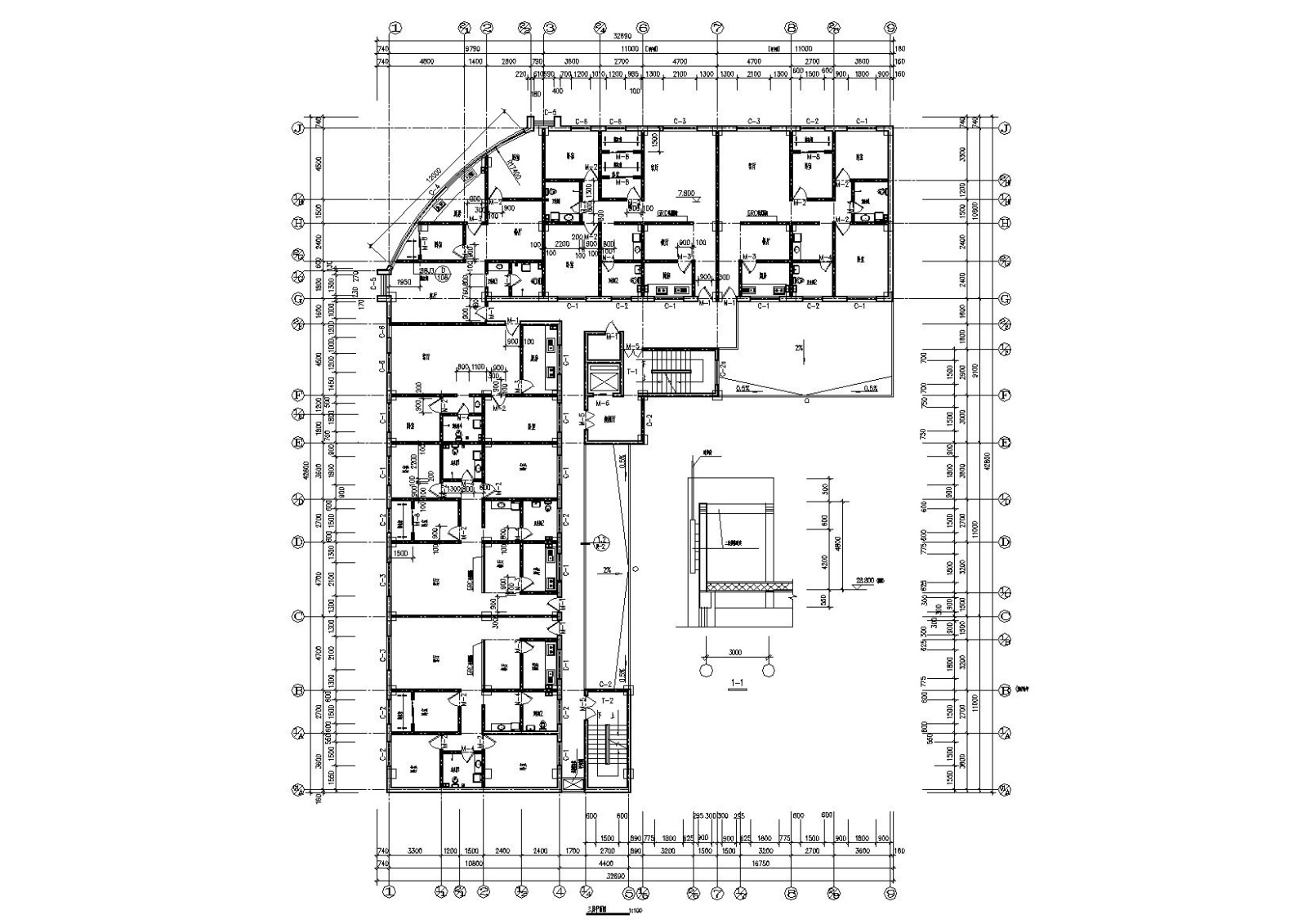 L型多层底商住宅楼建筑施工图cad施工图下载【ID:160718184】