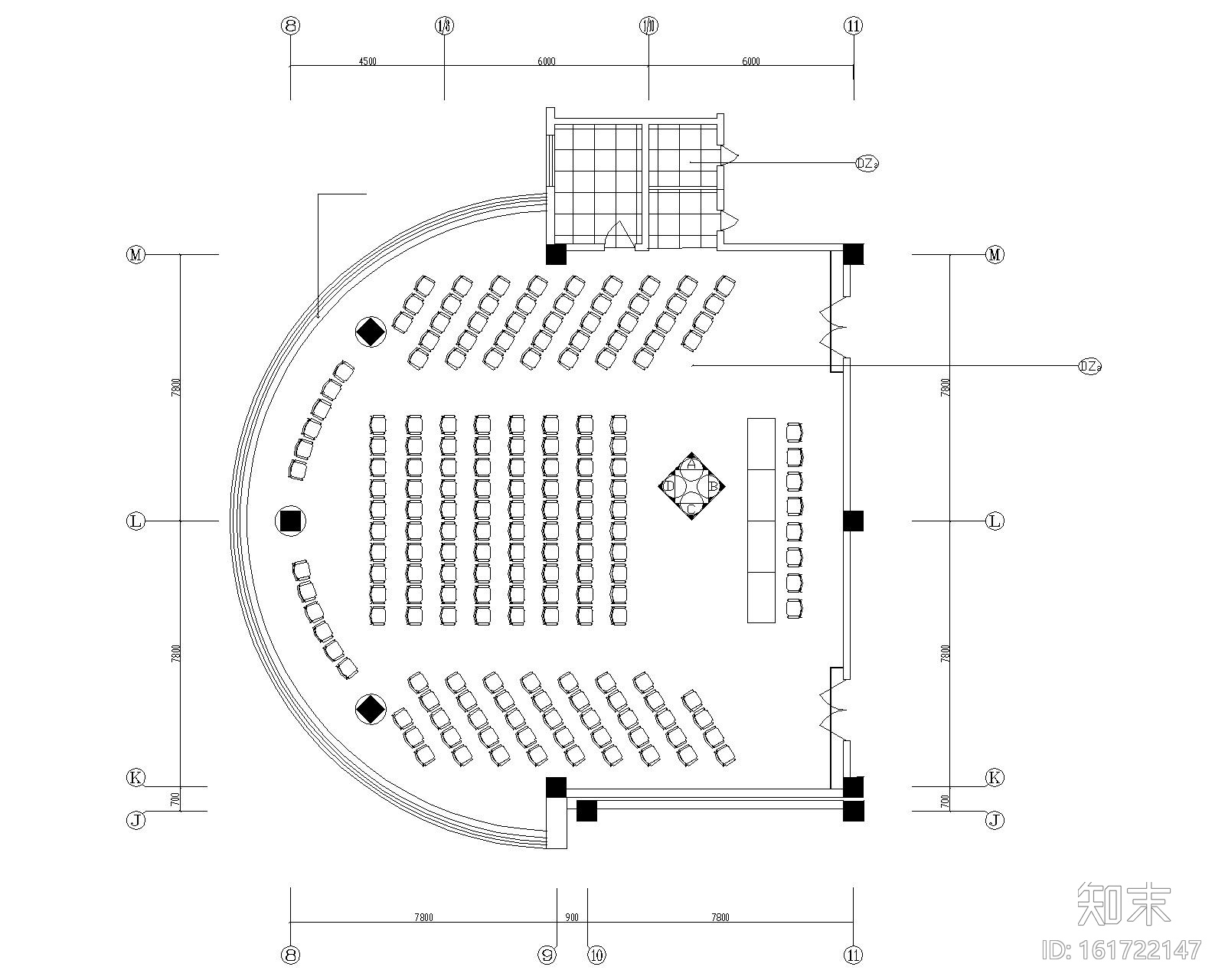 办公楼多个会议室平面施工图cad施工图下载【ID:161722147】