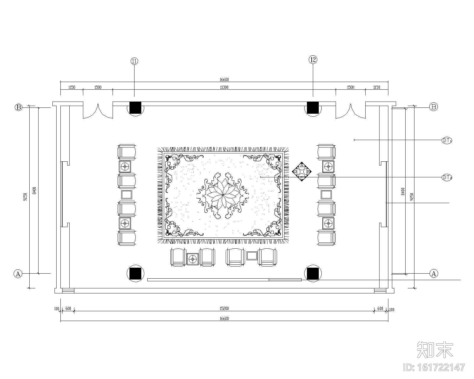 办公楼多个会议室平面施工图cad施工图下载【ID:161722147】