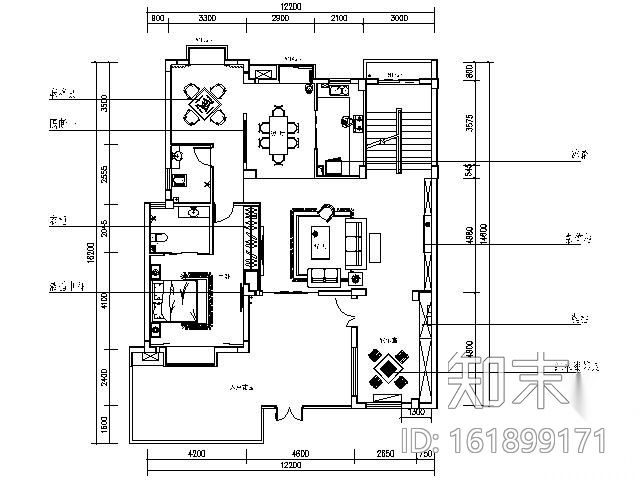 中式双层别墅装修图（含效果）cad施工图下载【ID:161899171】