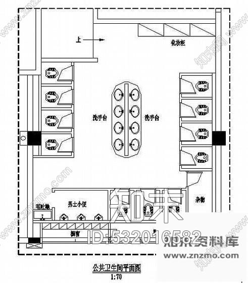 施工图酒吧时尚公共卫生间装修图cad施工图下载【ID:532016582】