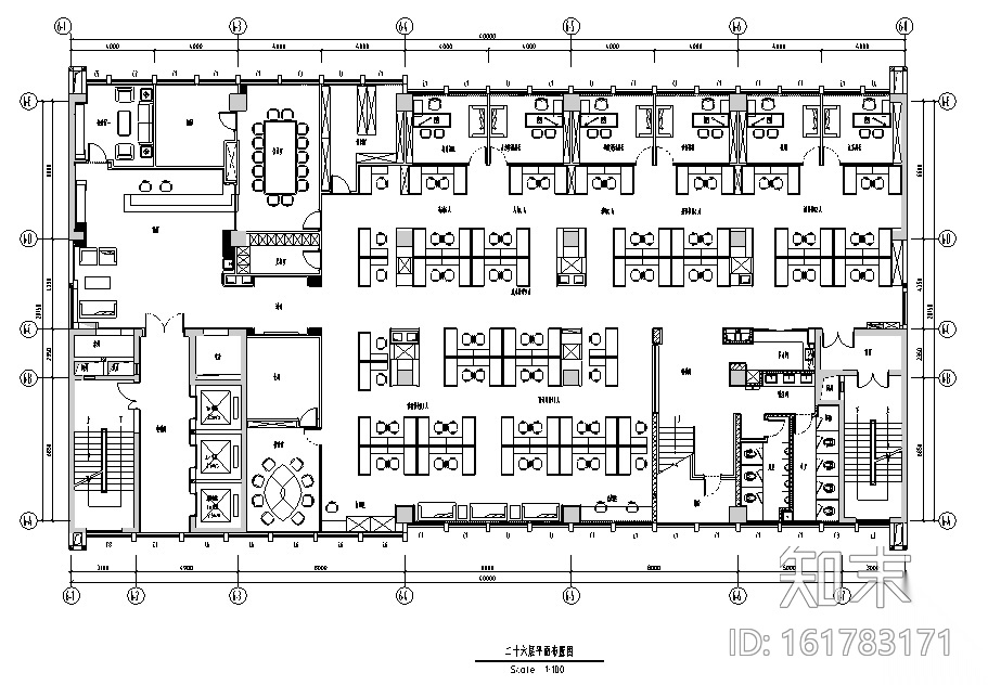 现代风格民发集团办公空间设计施工图（附效果图）cad施工图下载【ID:161783171】