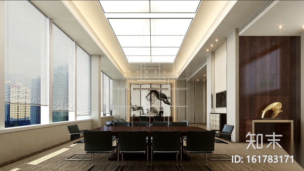 现代风格民发集团办公空间设计施工图（附效果图）cad施工图下载【ID:161783171】