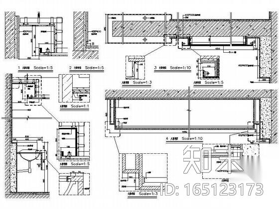 72平米电影城男卫生间装修图cad施工图下载【ID:165123173】