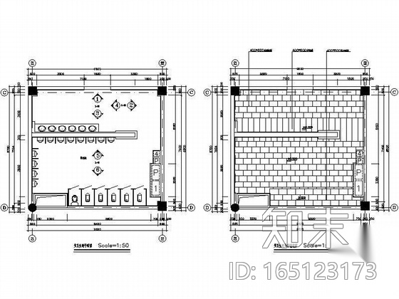 72平米电影城男卫生间装修图cad施工图下载【ID:165123173】