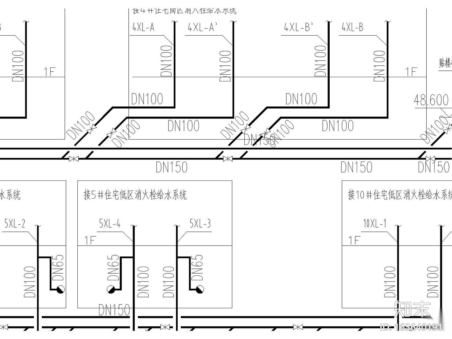 [河南]新钢棚户区改造工程路东区建筑给排水图（含污水系...cad施工图下载【ID:165640191】